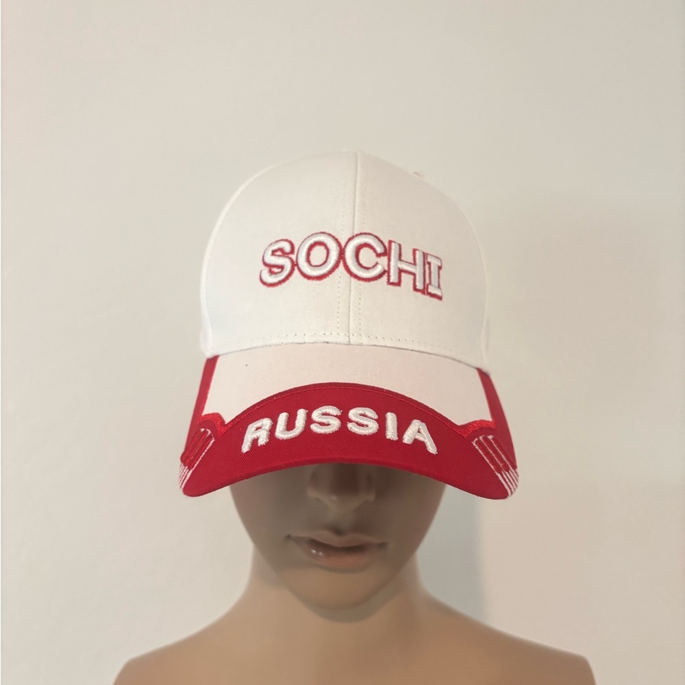 White and Red Sochi Russia Cap